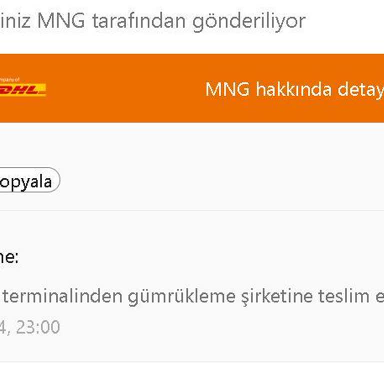 MNG Kargo / DHL Yurt Dışı Ürün Kayıp/pasif Kargo