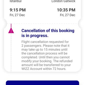 Не могу вернуть деньги за отмену билета Wizz Air
