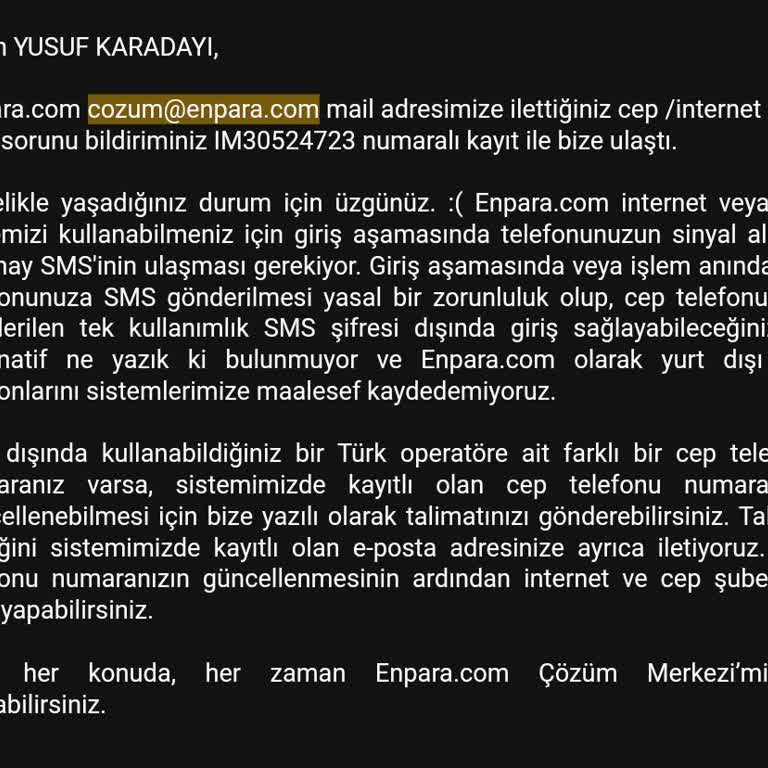 Enpara Telefon Numarası Güncelleyememe Sorunu
