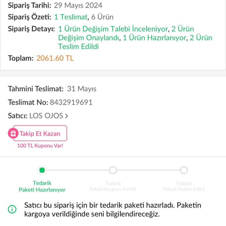 Los Ojos Trendyol Siparişim Hala Gönderilmedi