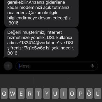 Vodafone Net Bir Aydır Modem Desteği Alamıyorum