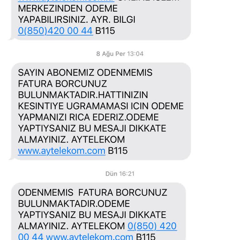 Aytelekom'da Fatura Ve Hizmet Problemleri