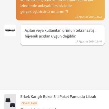 Umfang İade Sorunu Ve Ürün Kalitesi Hakkında Şikayet