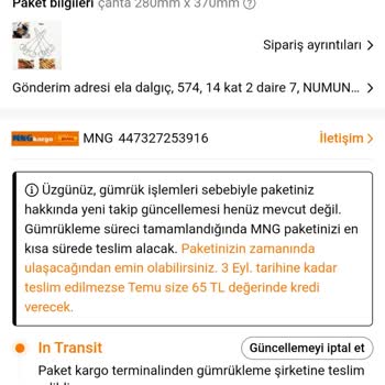 MNG Kargo Gümrükte Bekleyen Siparişlerim İçin Çözüm Bekliyorum