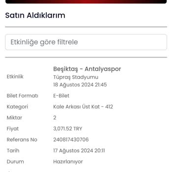 Banabilet.com Beşiktaş Antalya Biletim Gelmedi