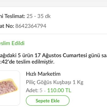 Trendyol Hızlı Market Saff-Et Ürün Eksik Gönderildi