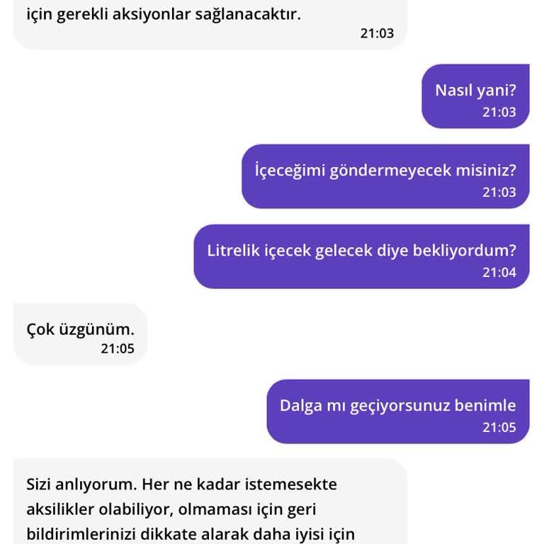 Getir İçeceğimi Teslim Etmiyor.