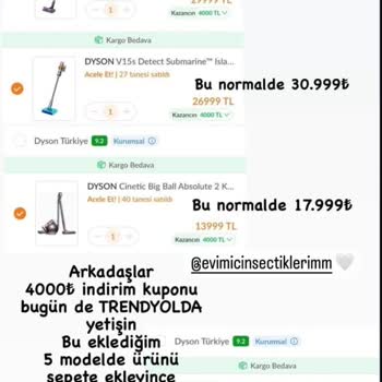 Dyson Süpürge Alışverişimde Ani İndirim Mağduriyeti