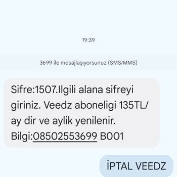 Veedz-tr.com 3699 Numaradan Gelen Mesaj