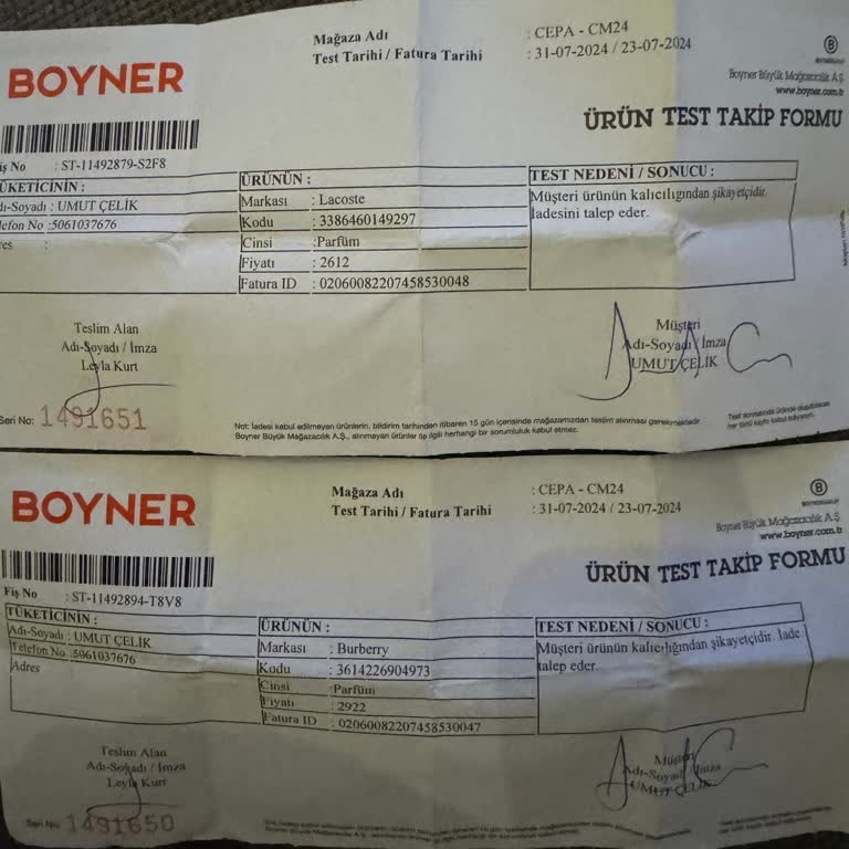 Boyner Mağazasında Kalıcılığı Düşük Parfüm Sorunu