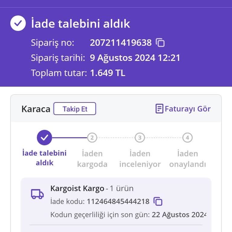 Kargoist İade Almaya Gelmedi