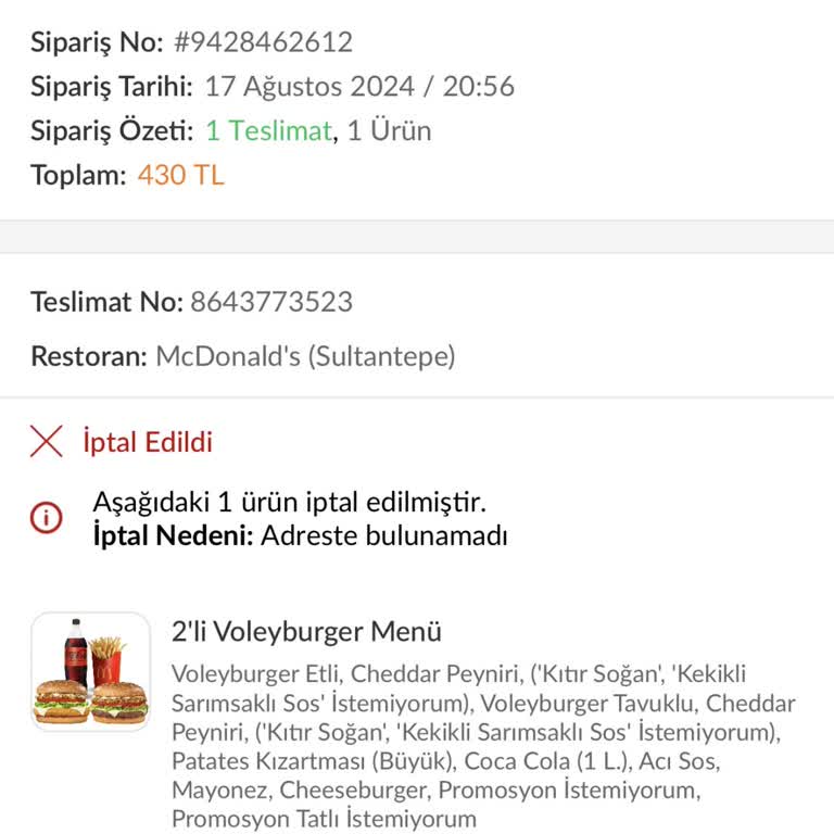 Trendyol Yemek Siparişim Kapıma Ulaştırılmadı