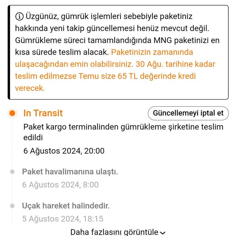 MNG Kargo Temu Siparişim Gümrükte Takıldı Ve Güncellenmiyor