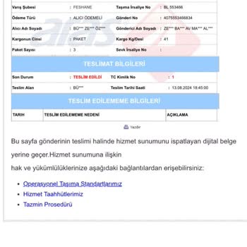 Aras Kargo İle Gönderilen Bilgisayarım Kayboldu