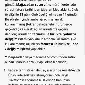 Media Markt Yanlış Bilgilendirme Ve İade Sorunu