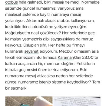 Özkaymak Firması Otobüs Şikayeti