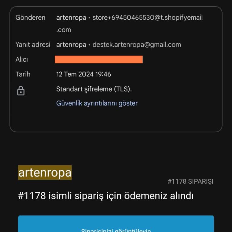 Artenropa Ürün Tarafıma Ulaşmadı