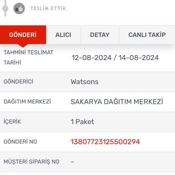 Kargomsende Watsons Alışverişimi Teslim Etmiyor