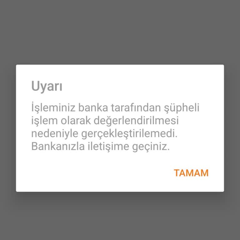 Ziraat Bankası Şüpheli İşlem Hatası Verme