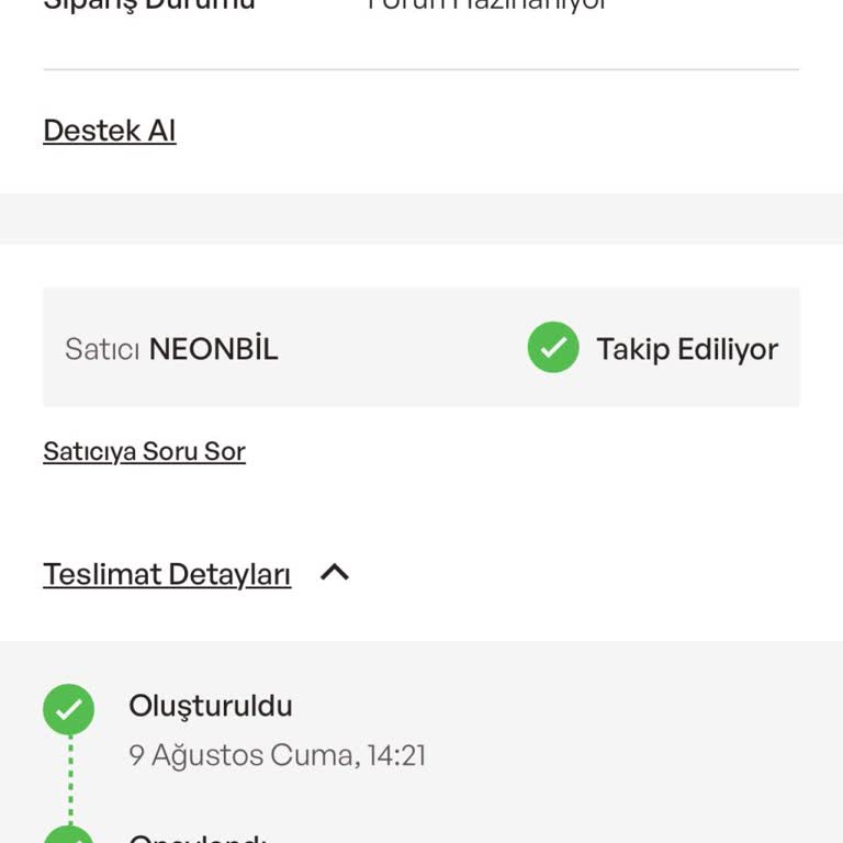 Neonbil Gecikmiş İptal Etmek İstediğim Siparişim Hakkında