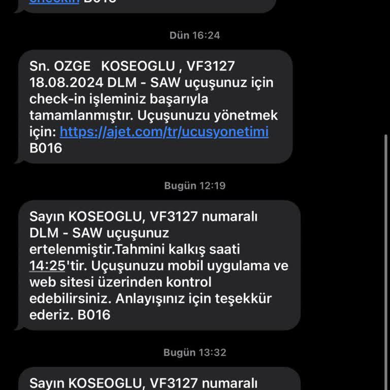 Ajet Firmasının Uçuş Rötarı