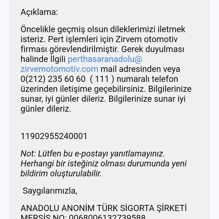 Anadolu Sigorta İle Yaşadığım Pert Sorunu Ve Geciken Ödeme