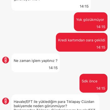 Tıkla Gelsin Cüzdana Para Ekleme Sorunu Hk. (18.08.2024)