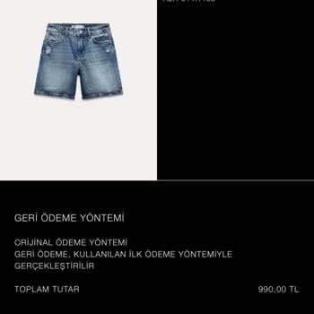 Zara İade Geri Ödemem Yapılmıyor