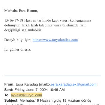 İptal Sorunu Turyol Ayvalık