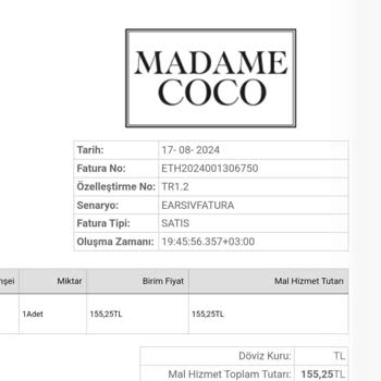 Madame Coco Belirsiz Kargoya Teslim Süreci