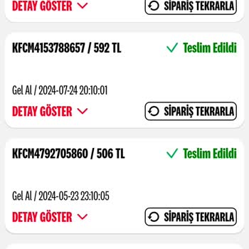 KFC Siparişi İptal Etti Ücret İadesi Yapmadı.