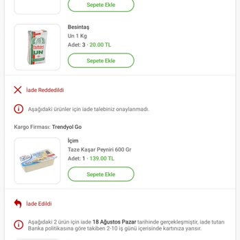 Trendyol Hızlı Market Getirmediği Ürünün Parasını İade Etmiyor.