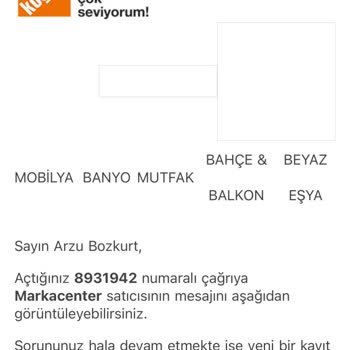 Marka Center Web Sitesi Üzerinden Satın Alınan Ürün Sorunu