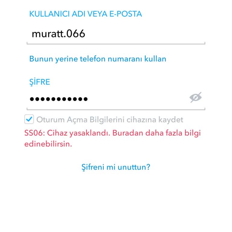 Snapchat Hesabım Cihazımdan Yasaklandı