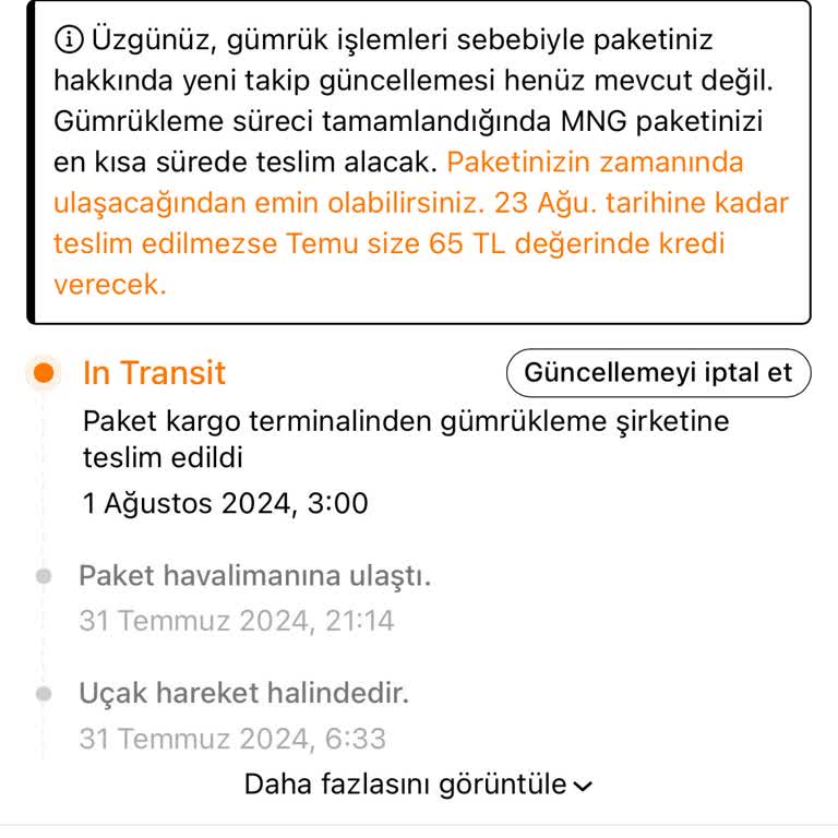 MNG Kargo Temu Gümrükte Ürün Kaldı