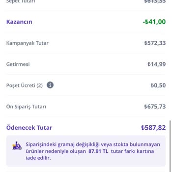 Getir Fazladan Paramı Çekti