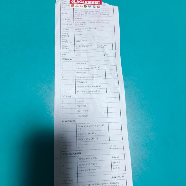 Burger King Eksik Siparişi Tamamlamıyor