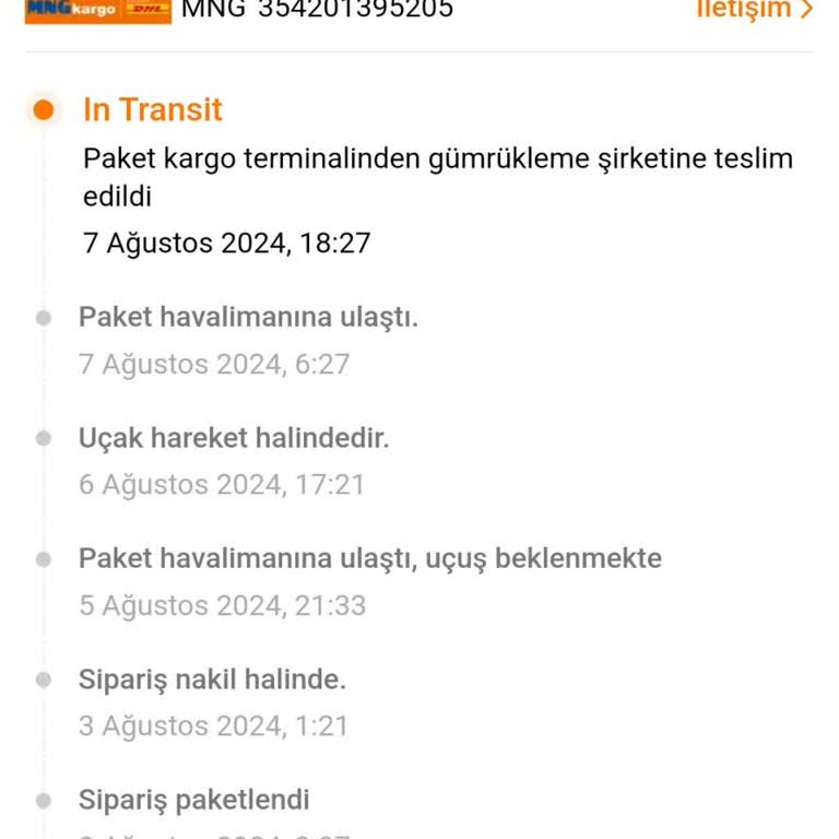 MNG Kargo MNG DHL Gümrükte Bekletilen Siparişim Hakkında Şikayet