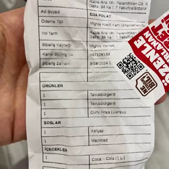 Arby's Eksik Ürün Gönderdi