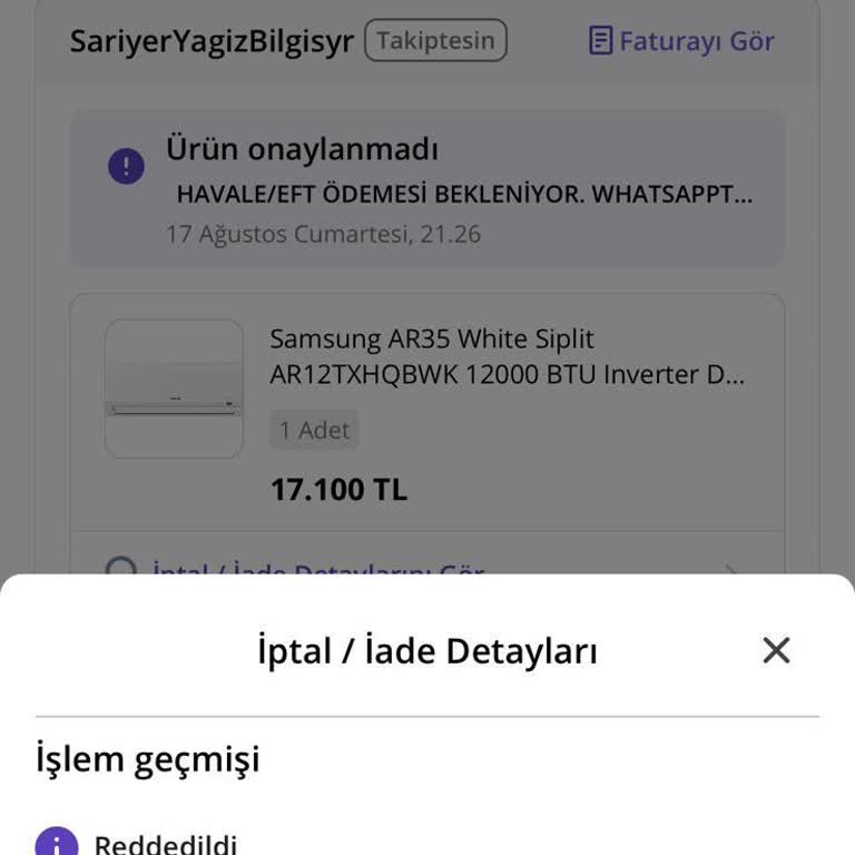 N11 Mağazasından Klima Siparişi Ve Ödeme Sorunu