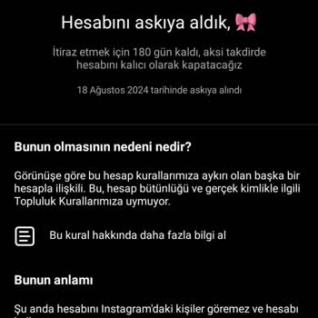Instagram Hesabım Durduk Yere Askıya Alındı