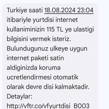 Yurt Dışında Beklenmedik Vodafone Ücretlendirmesi