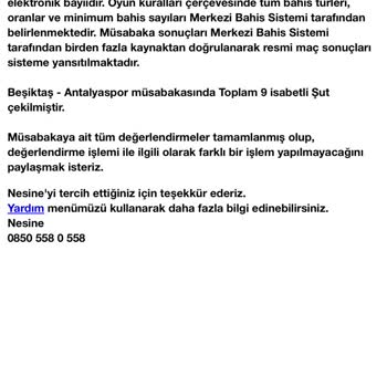 Nesine Bahis Kuponumun Hatalı Değerlendirilmesi