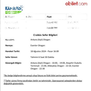 Kamil Koç İstanbul Ankara 10 Saat