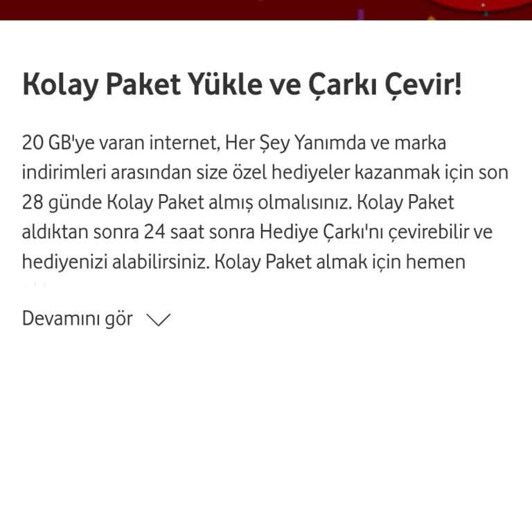 Vodafone Hediye Çarkı Kullanım Sorunu