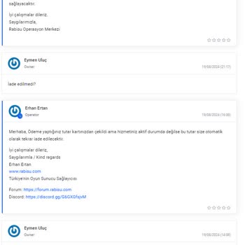 Rabisu Web Hosting Rabisu'dan Alınan Minecraft Hosting Hizmetiyle İlgili Sorun