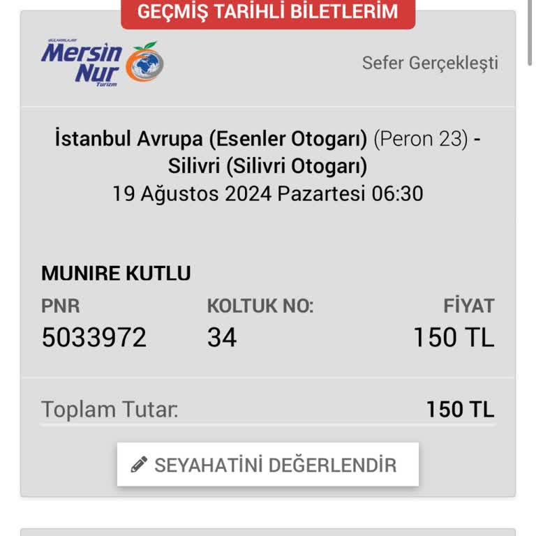 Mersin Nur Turizm Geç Kalan Otobüs