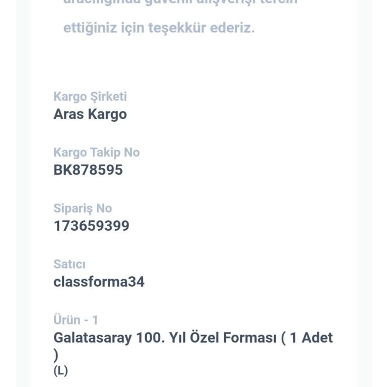 Class Forma (Instagram: classforma34) Yanlış Kargo Takip Numarasıyla Karşılaştım