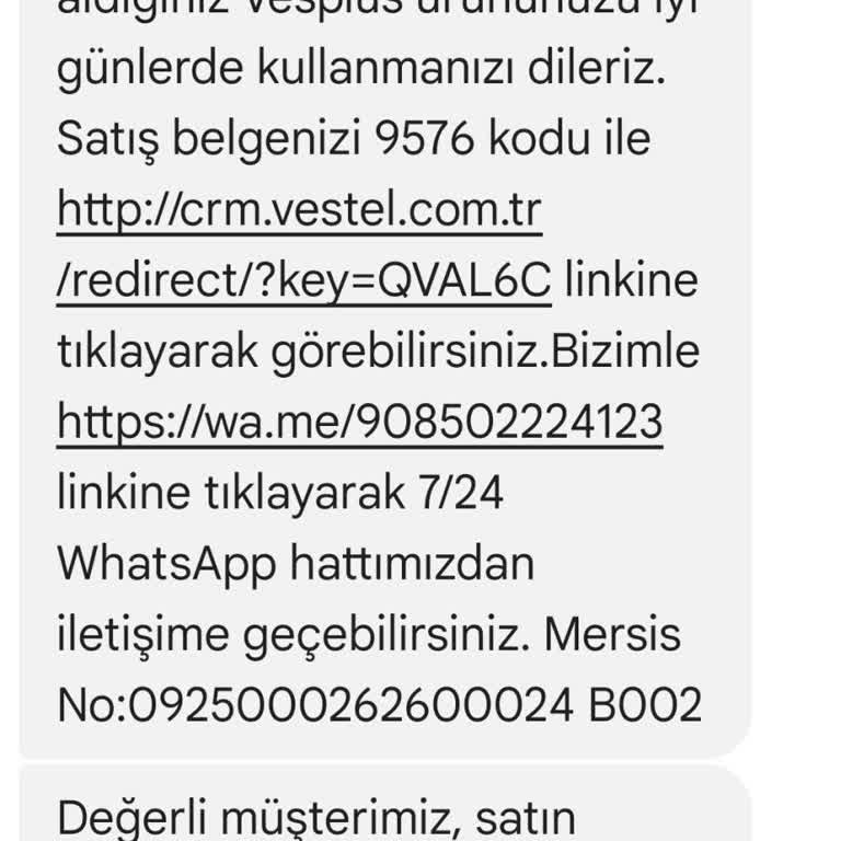 Vesplus Vestel Servisi İstenmeyen Mesaj