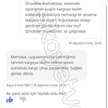 Aqua Di Polo 1987 Siparişi 4 Gündür Kargolamıyor!